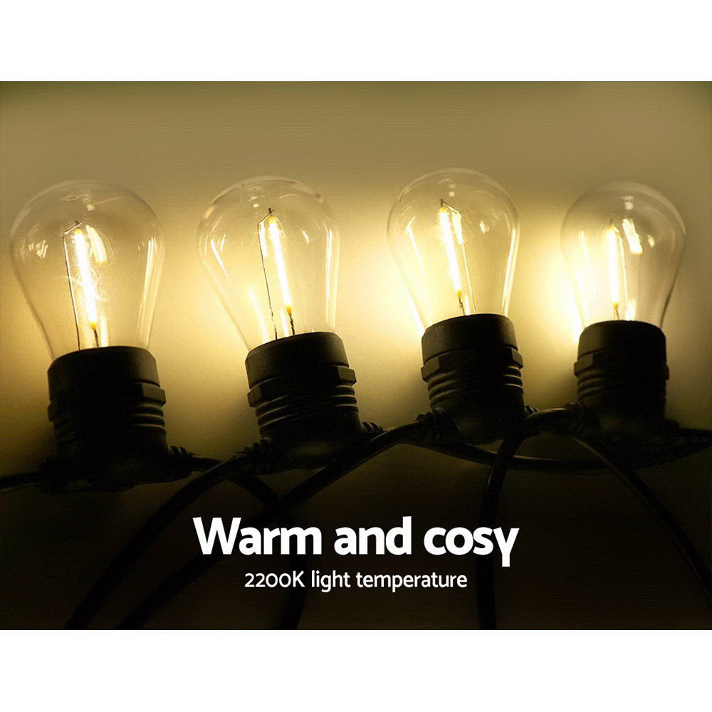 Warm White Festoon Lights, 23m, 20 Bulbs
