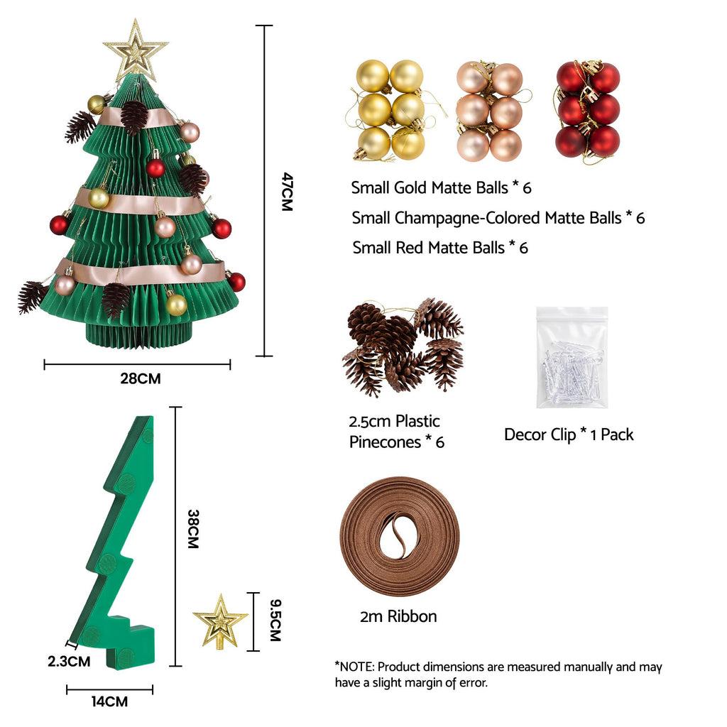 Folding Paper Tabletop Tree, 47cm, Green