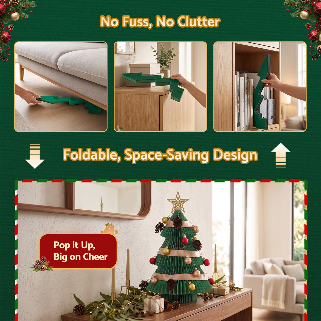 Folding Paper Tabletop Tree, 47cm, Green