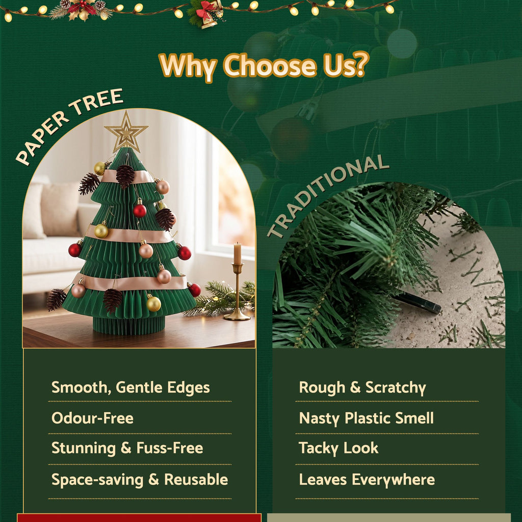 Folding Paper Tabletop Tree, 47cm, Green