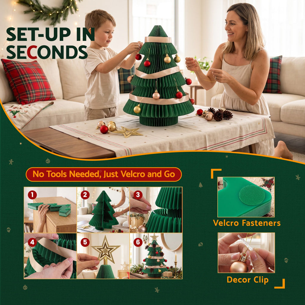Folding Paper Tabletop Tree, 47cm, Green
