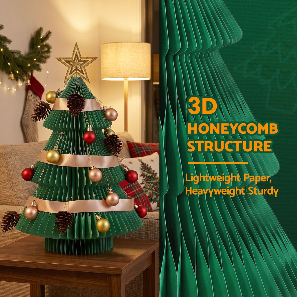 Folding Paper Tabletop Tree, 47cm, Green