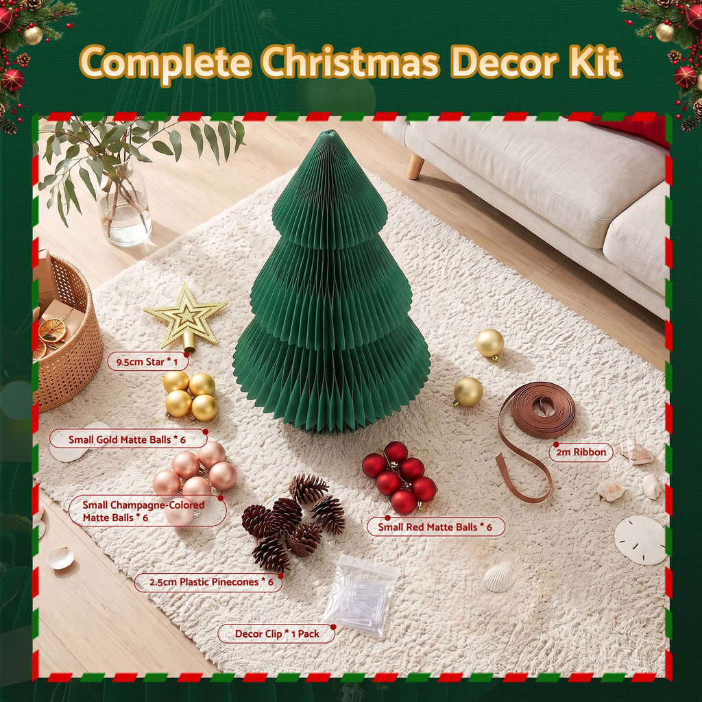 Folding Paper Tabletop Tree, 47cm, Green