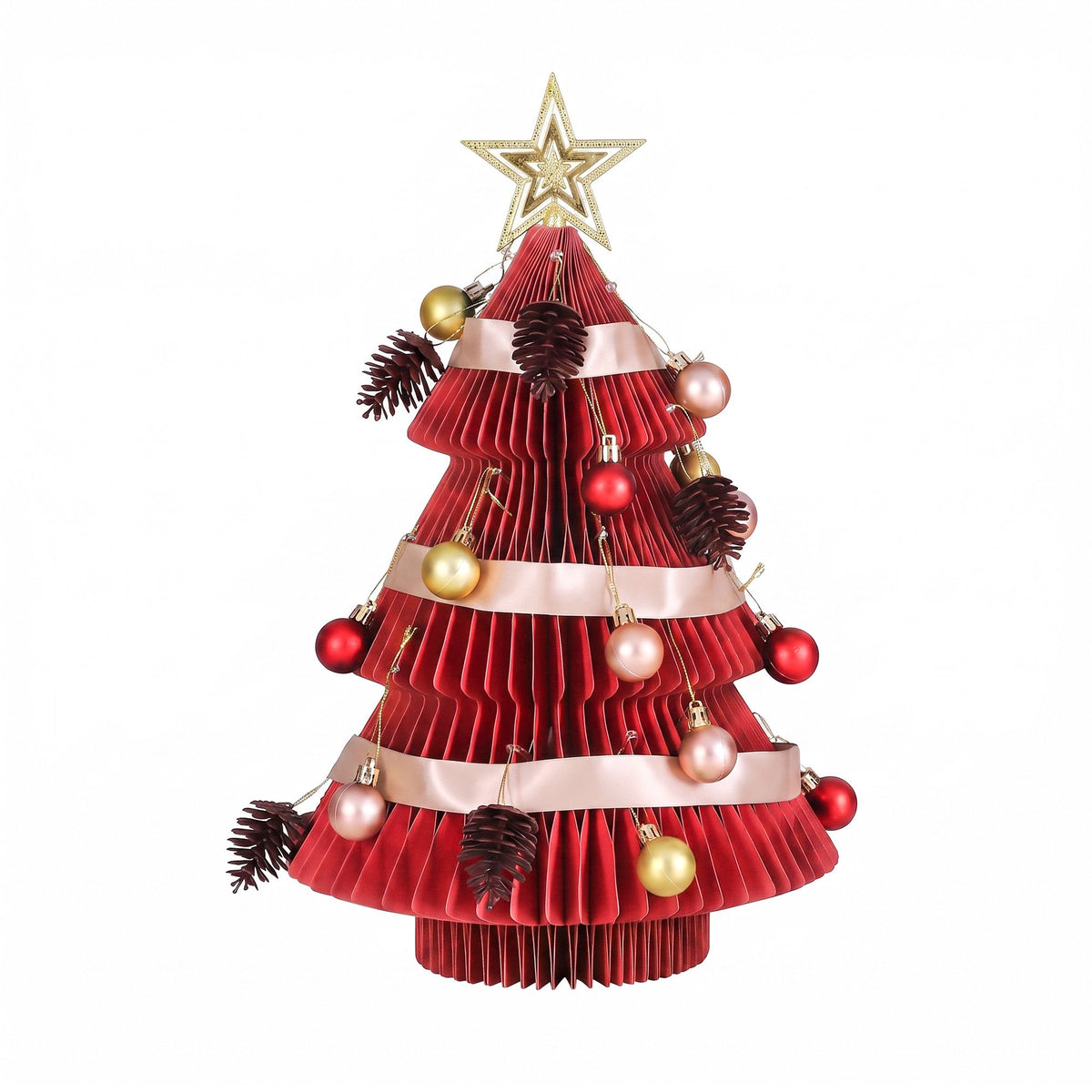 Folding Paper Tabletop Tree, 47cm, Red