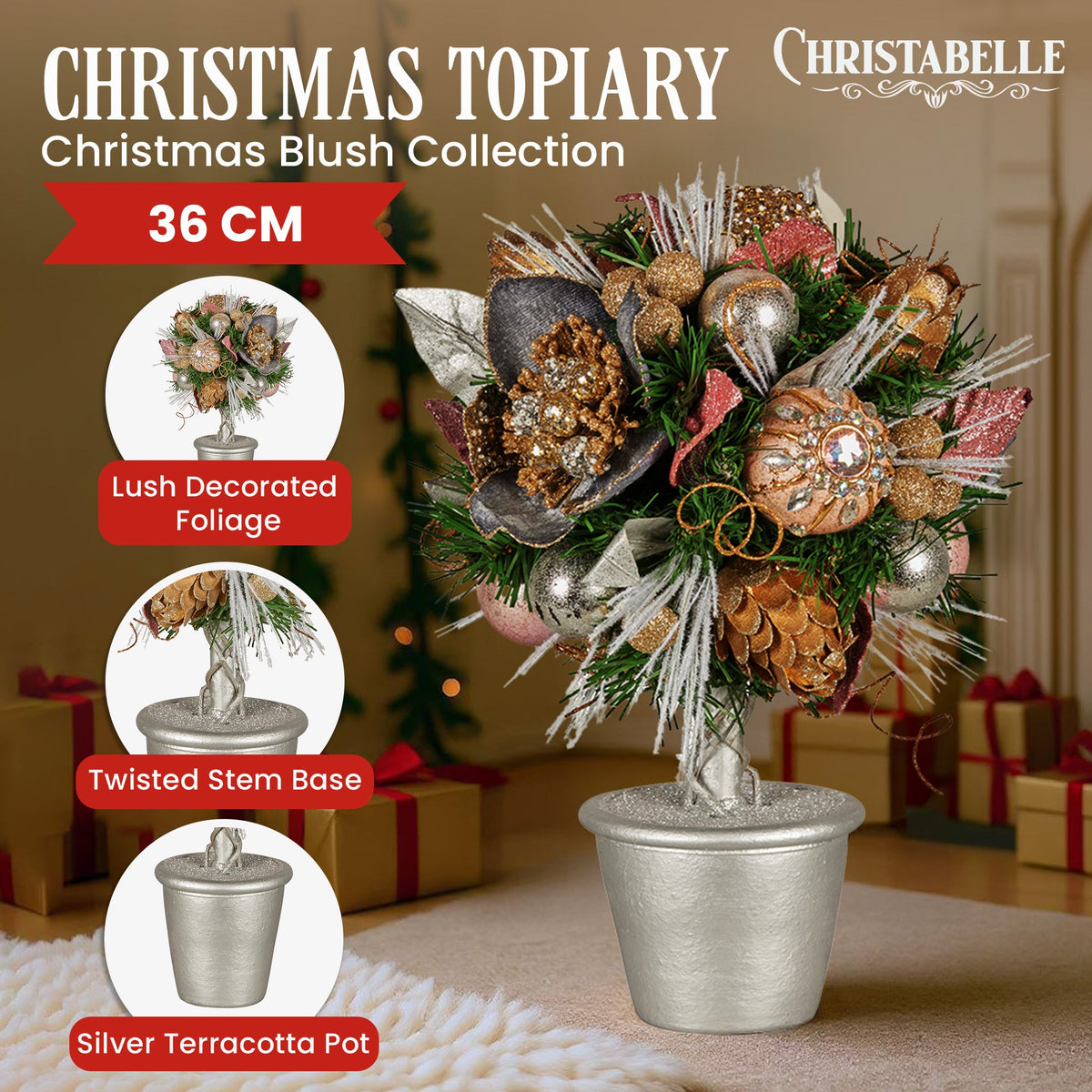 Jewelled Tabletop Topiary Tree, 36cm