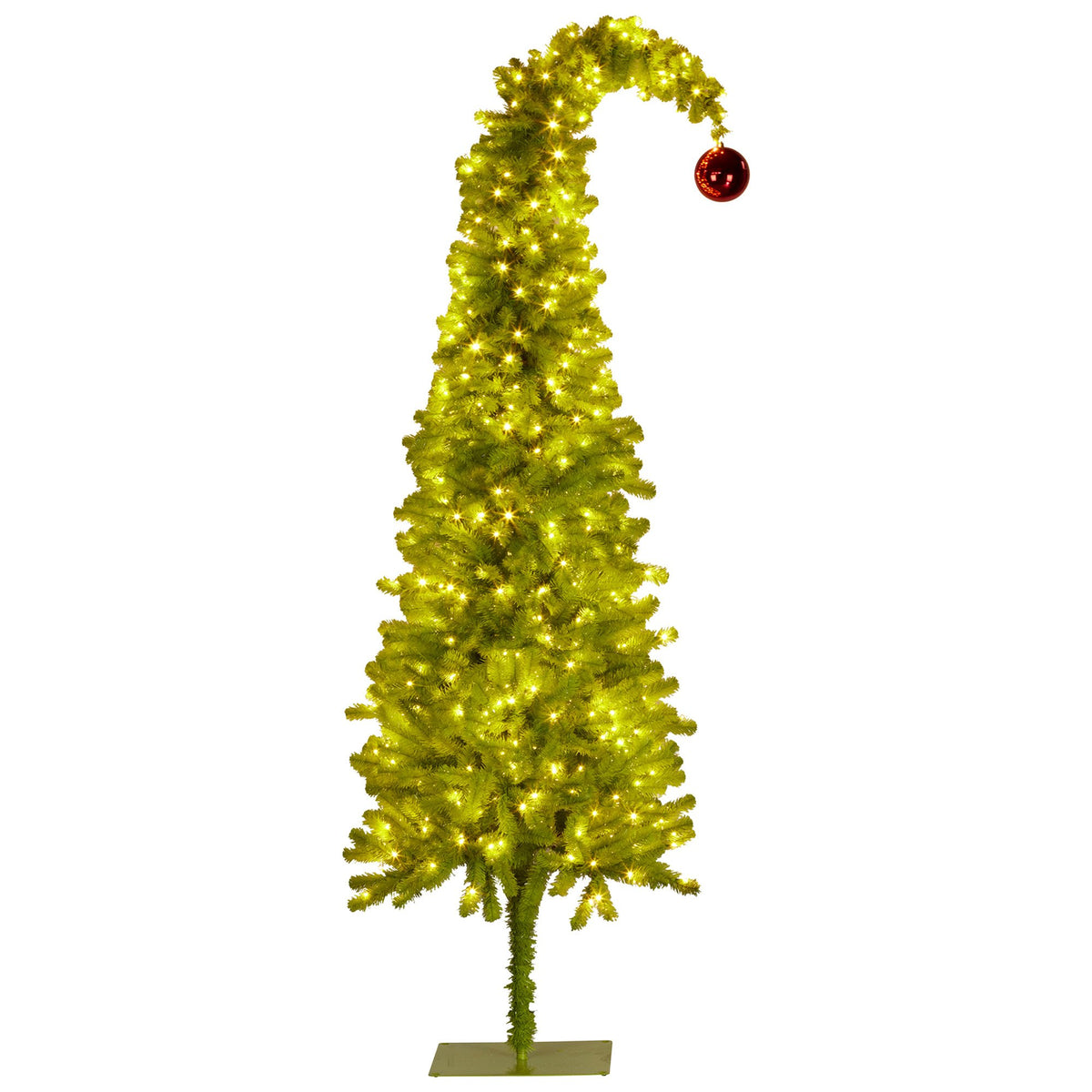 Curved-Top Pre-Lit Christmas Tree, 1.2m, Green and White LEDs