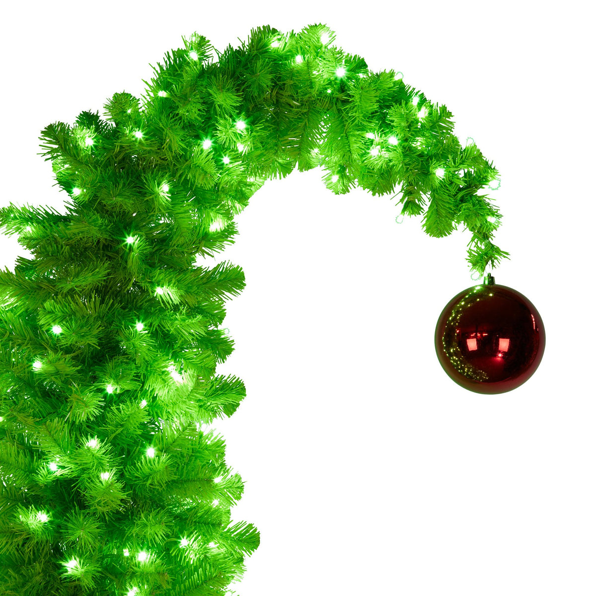 Curved-Top Pre-Lit Christmas Tree, 1.2m, Green and White LEDs