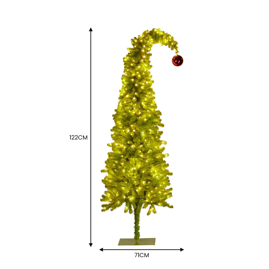 Curved-Top Pre-Lit Christmas Tree, 1.2m, Green and White LEDs