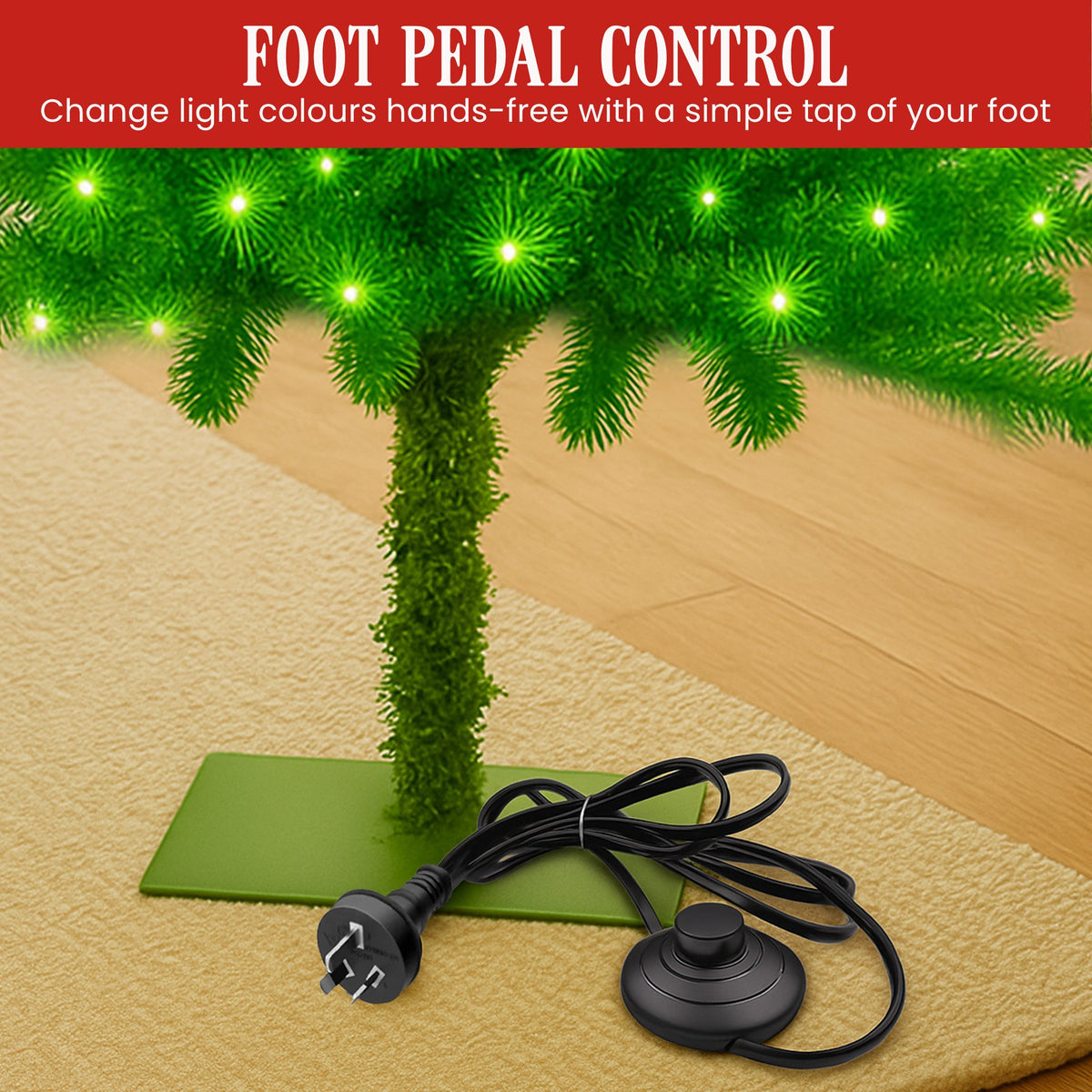 Curved-Top Pre-Lit Christmas Tree, 1.2m, Green and White LEDs