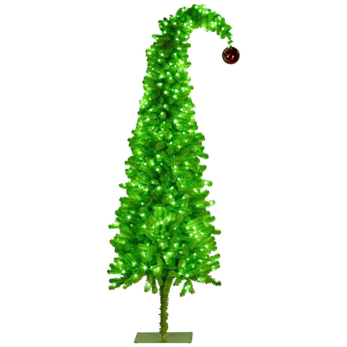 Curved-Top Pre-Lit Christmas Tree, 1.2m, Green and White LEDs