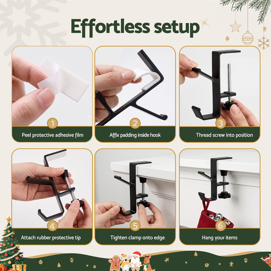 No-Drill Stocking and Garland Hooks, Set of 4