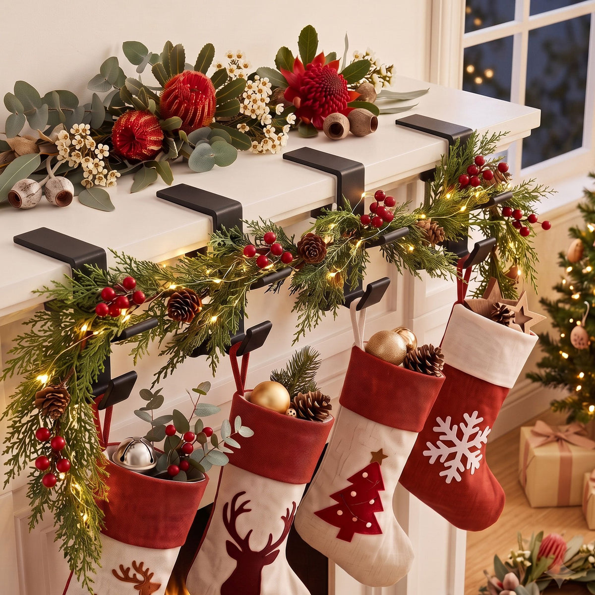No-Drill Stocking and Garland Hooks, Set of 4