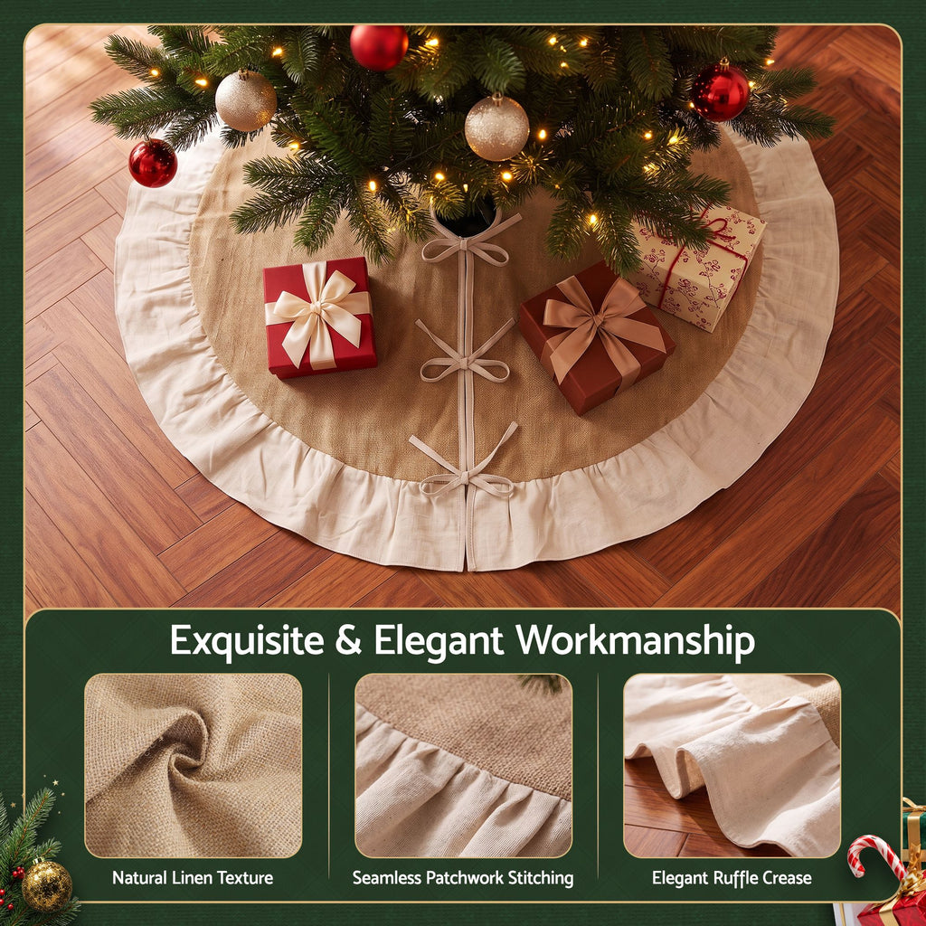 Natural Linen Tree Skirt, 120cm