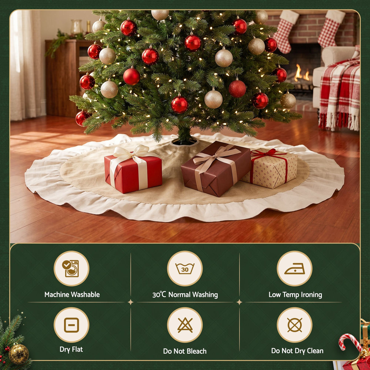 Natural Linen Tree Skirt, 120cm