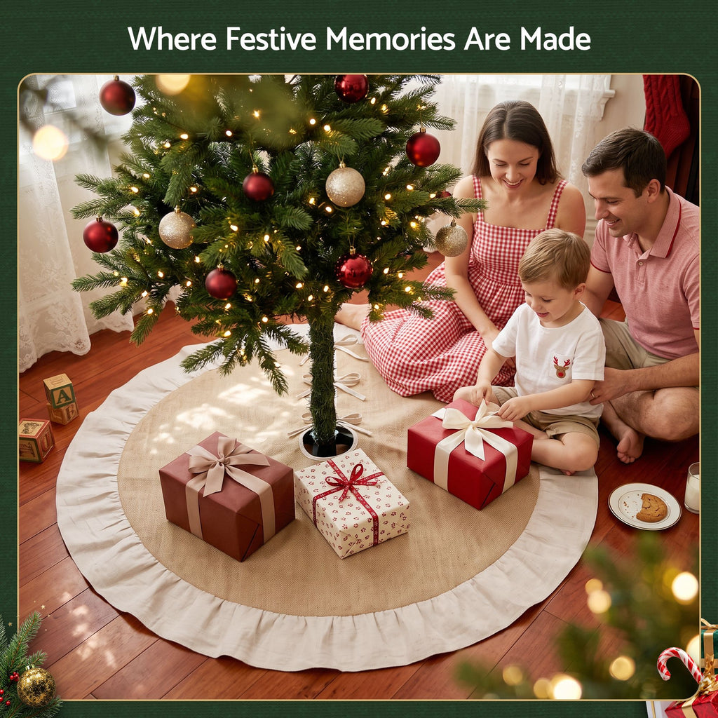 Natural Linen Tree Skirt, 120cm