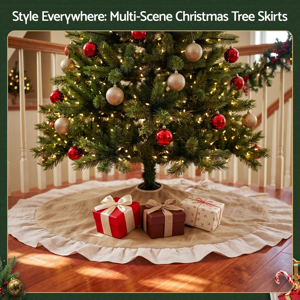 Natural Linen Tree Skirt, 120cm