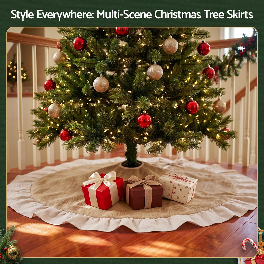 Natural Linen Tree Skirt, 120cm