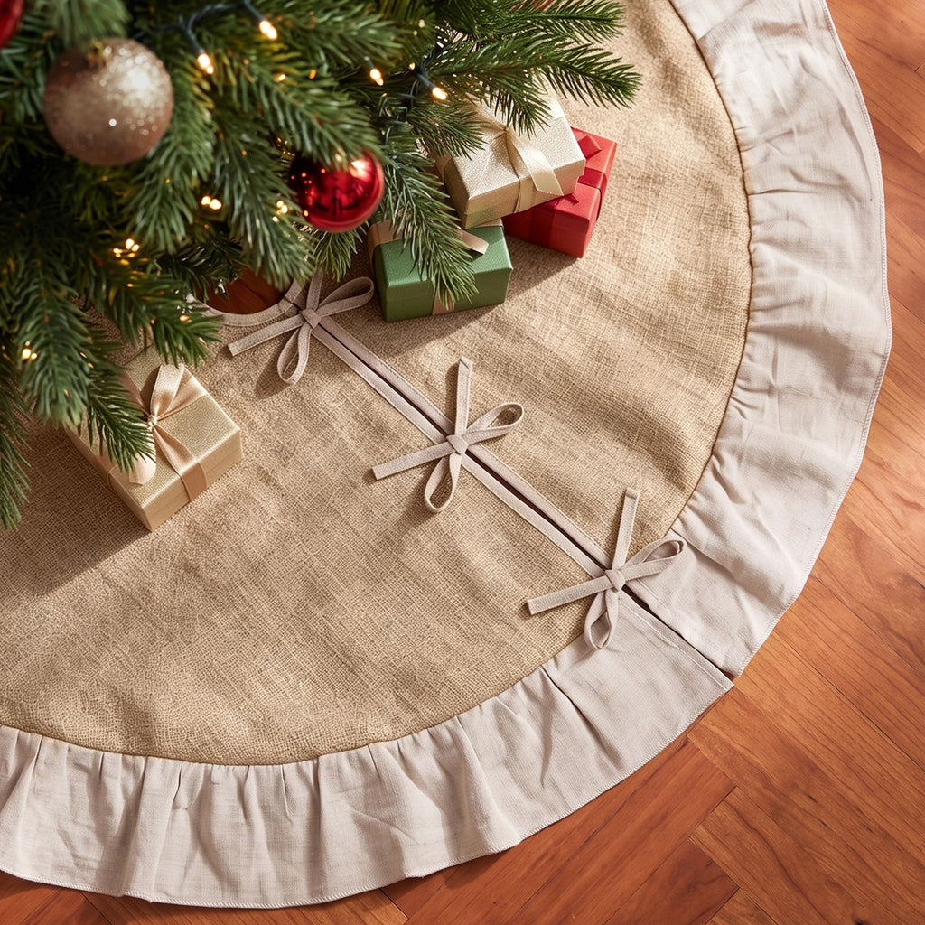 Natural Linen Tree Skirt, 120cm