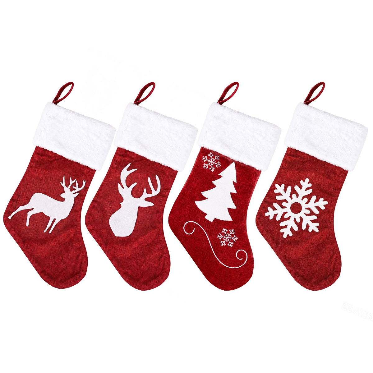 Velvet Christmas Stockings, Set of 4, 46.5cm