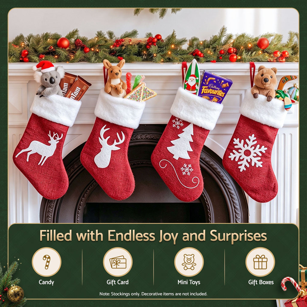 Velvet Christmas Stockings, Set of 4, 46.5cm