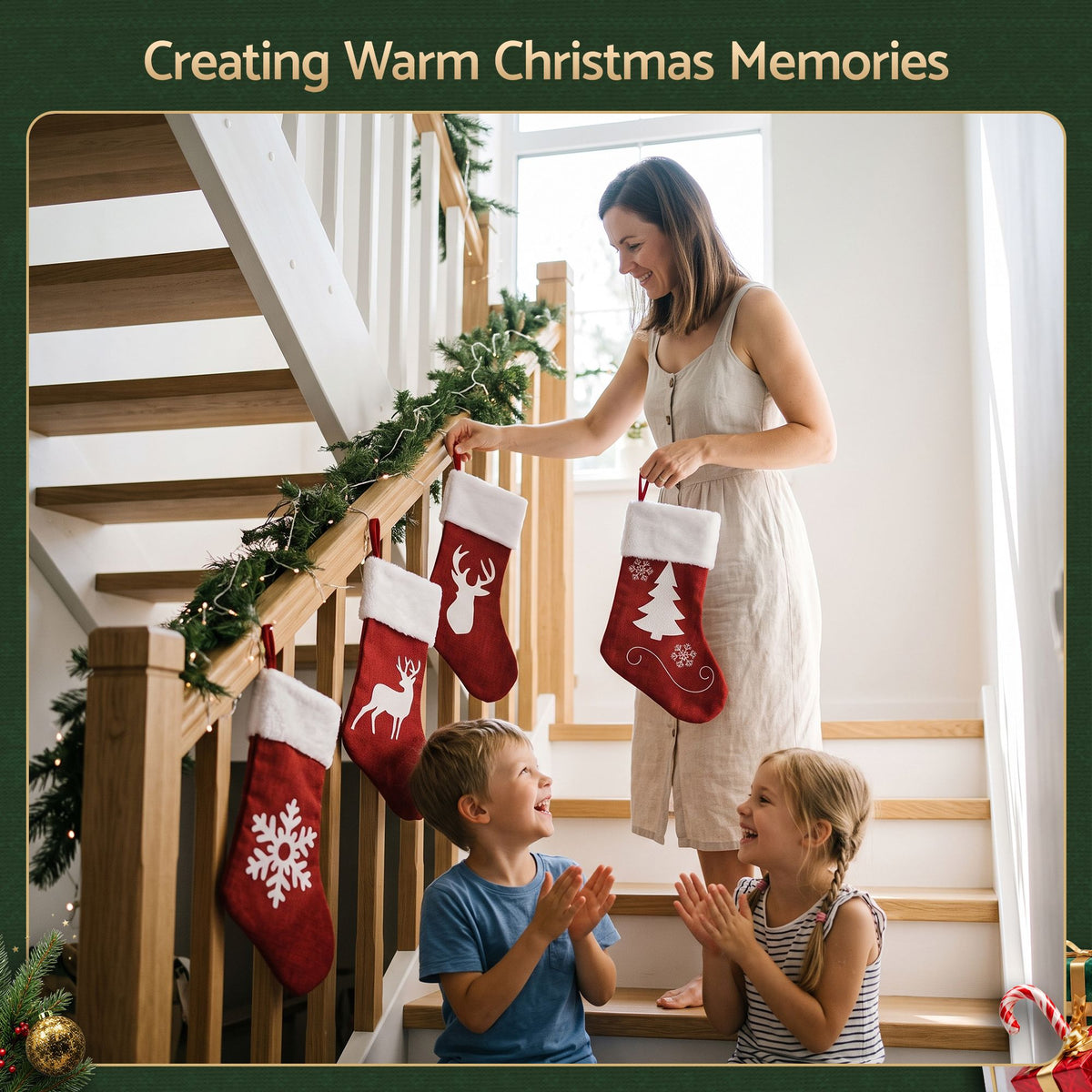 Velvet Christmas Stockings, Set of 4, 46.5cm