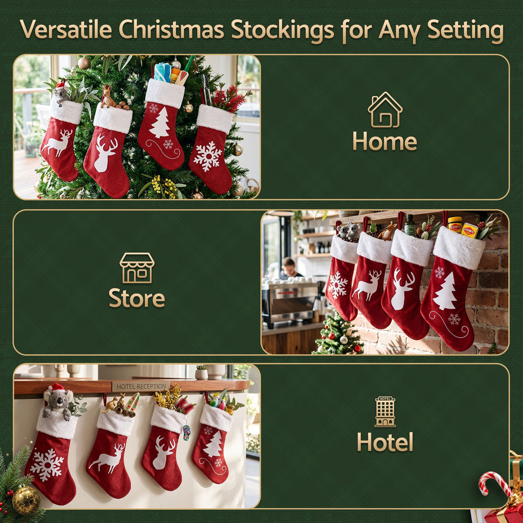Velvet Christmas Stockings, Set of 4, 46.5cm