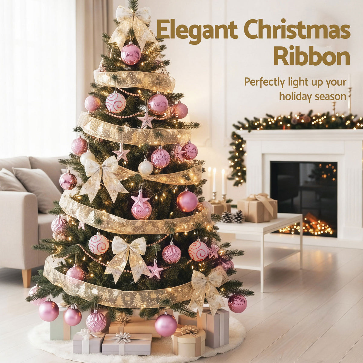 Ribbon and Bauble Tree Decorating Set, 34 Pieces
