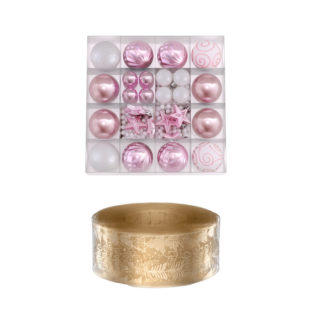 Ribbon and Bauble Tree Decorating Set, 34 Pieces