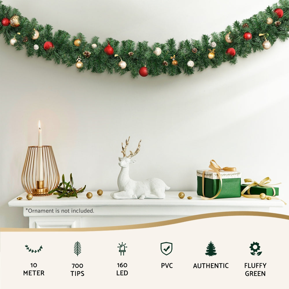 Pre-Lit Christmas Garland, 10m, 700 Tips