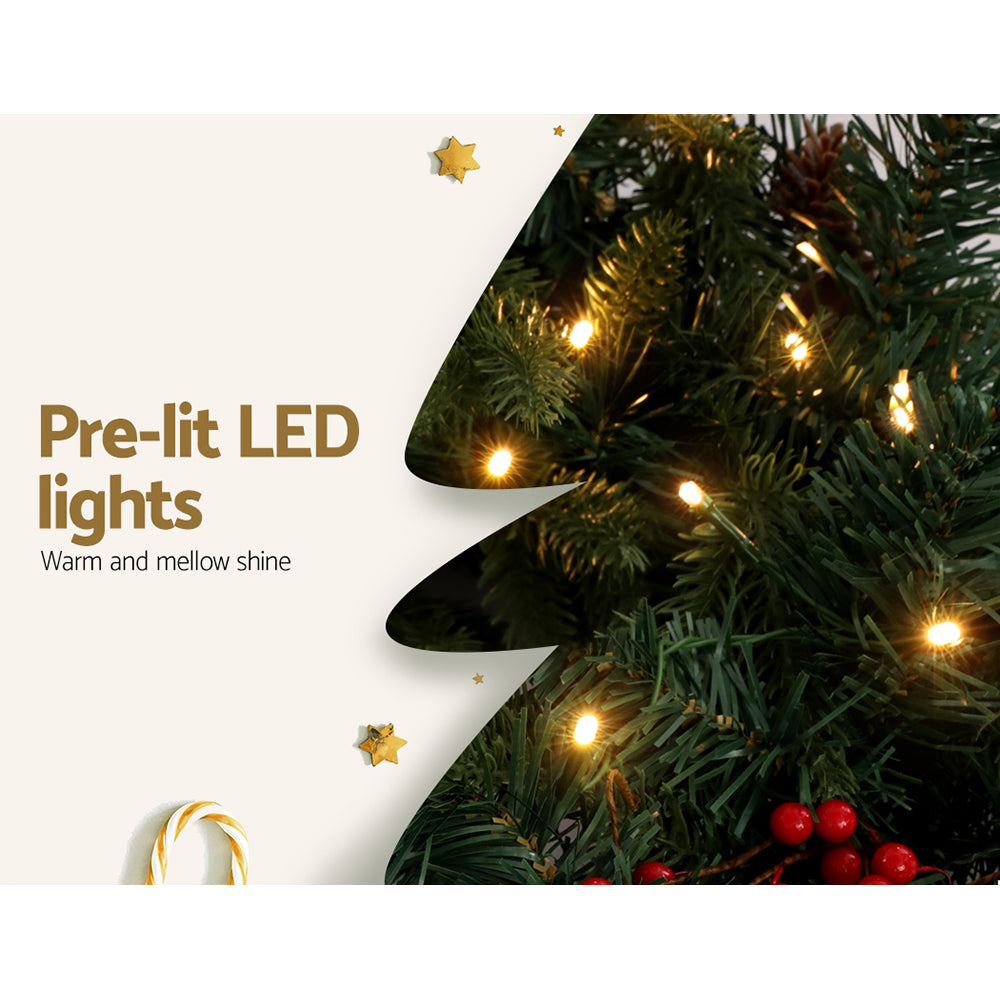 Pre-Lit Berry Christmas Garland, 2.4m