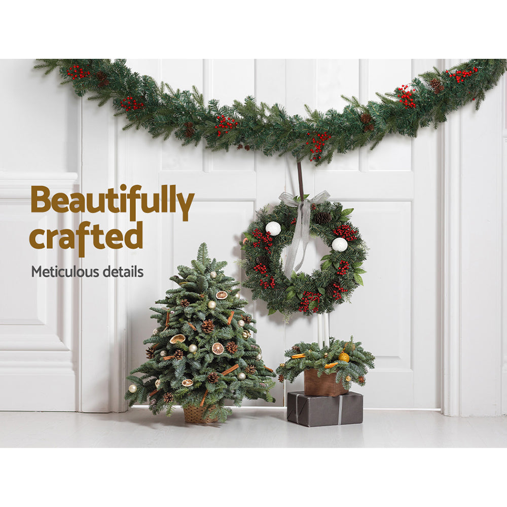 Pre-Lit Berry Christmas Garland, 2.4m