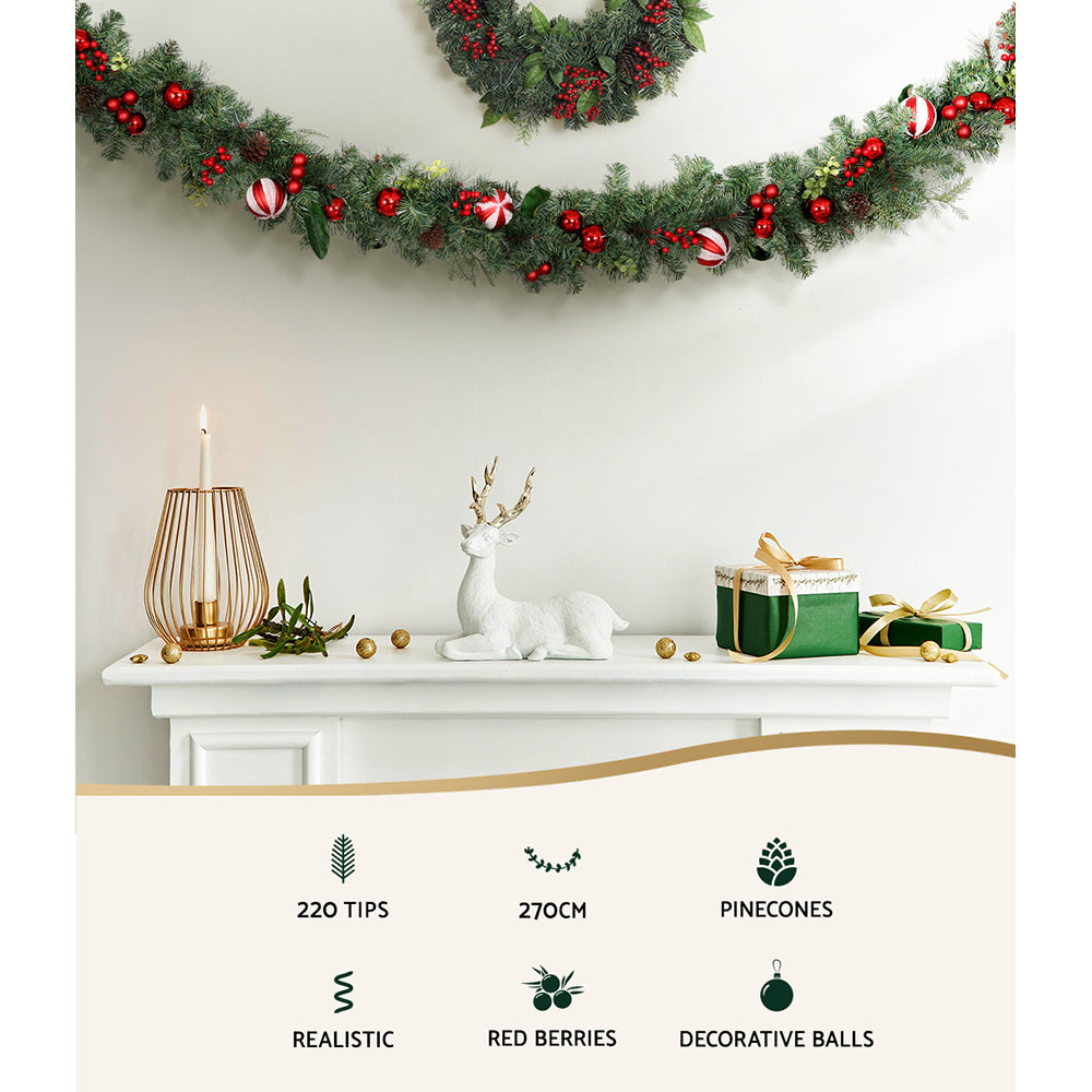Berry and Bauble Christmas Garland, 2.7m