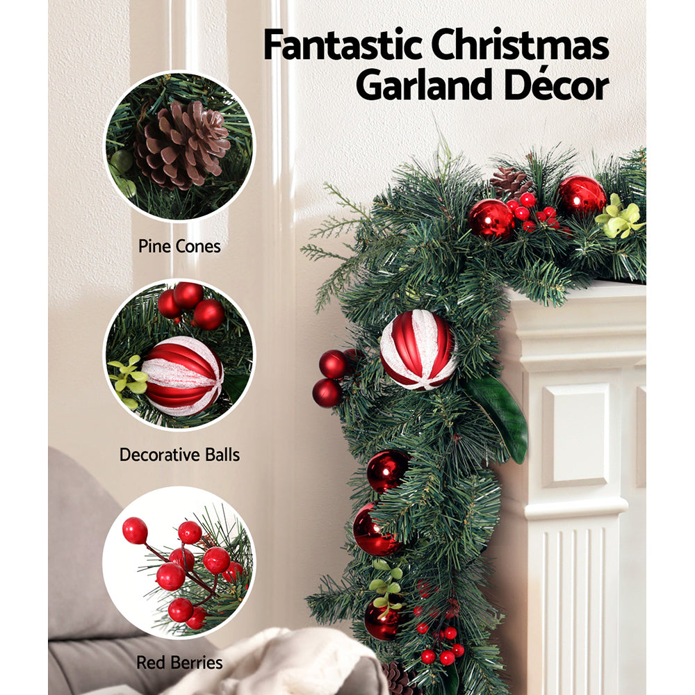 Berry and Bauble Christmas Garland, 2.7m