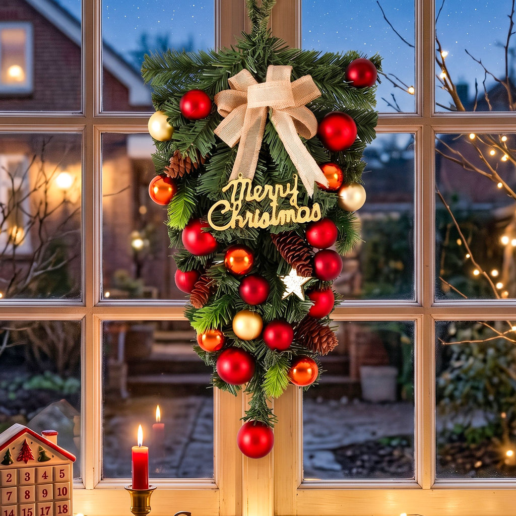Bow and Bauble Hanging Garland, 50cm