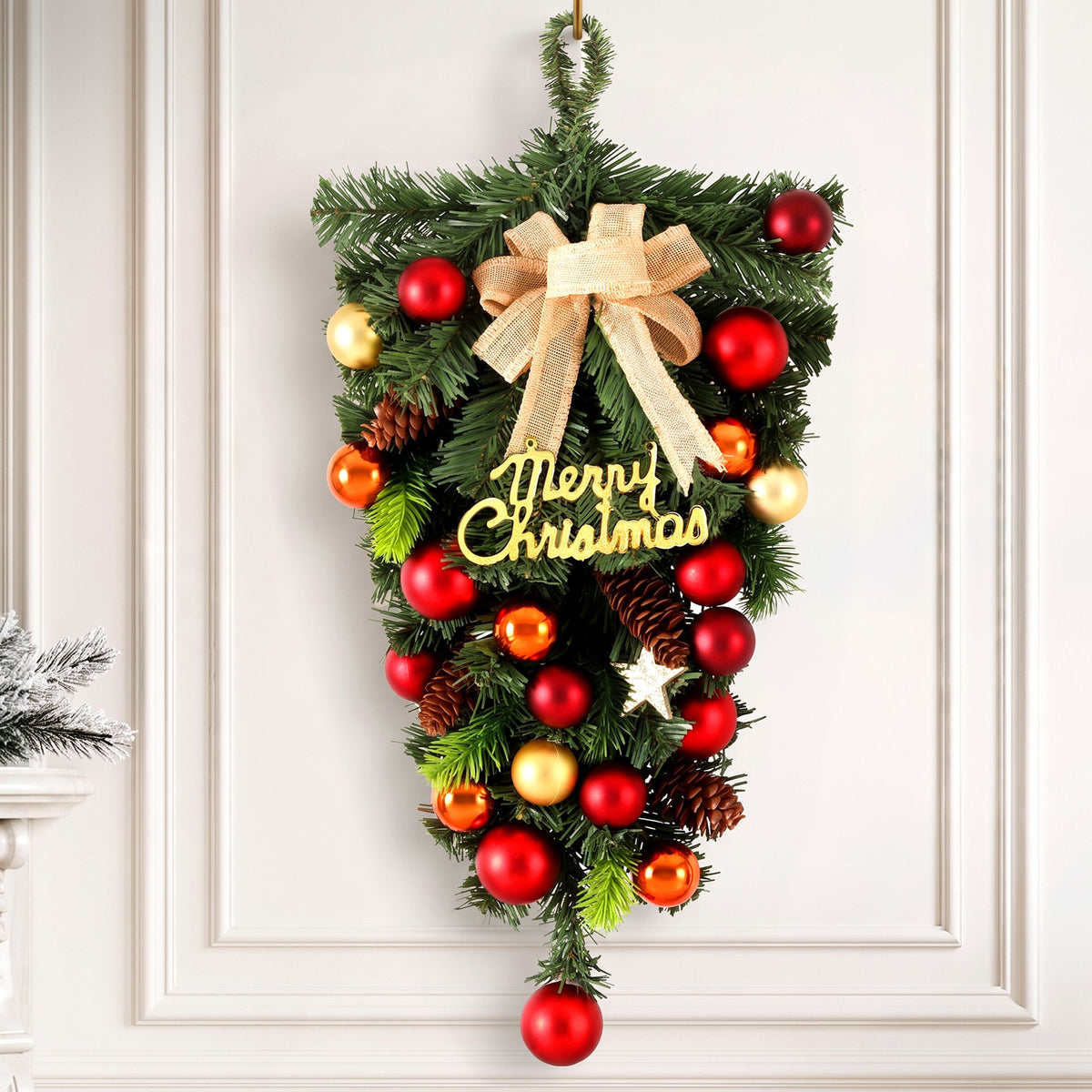 Bow and Bauble Hanging Garland, 50cm