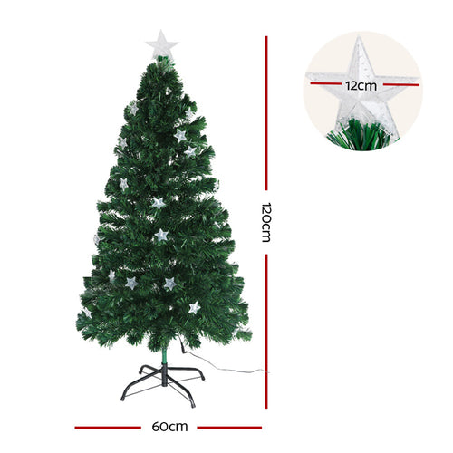 Fibre Optic Christmas Tree, 1.2m, Multicolour with Star Topper