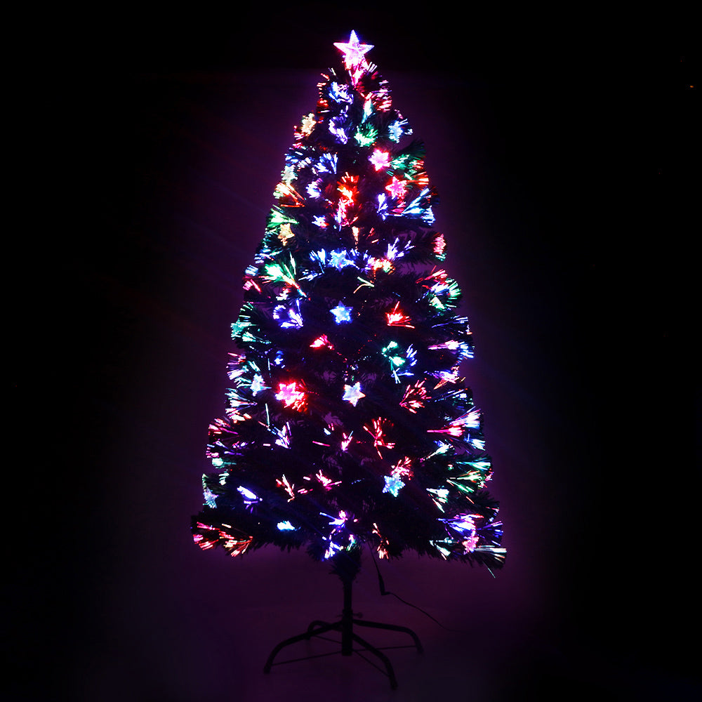 Fibre Optic Christmas Tree, 1.5m, Multicolour with Star Topper
