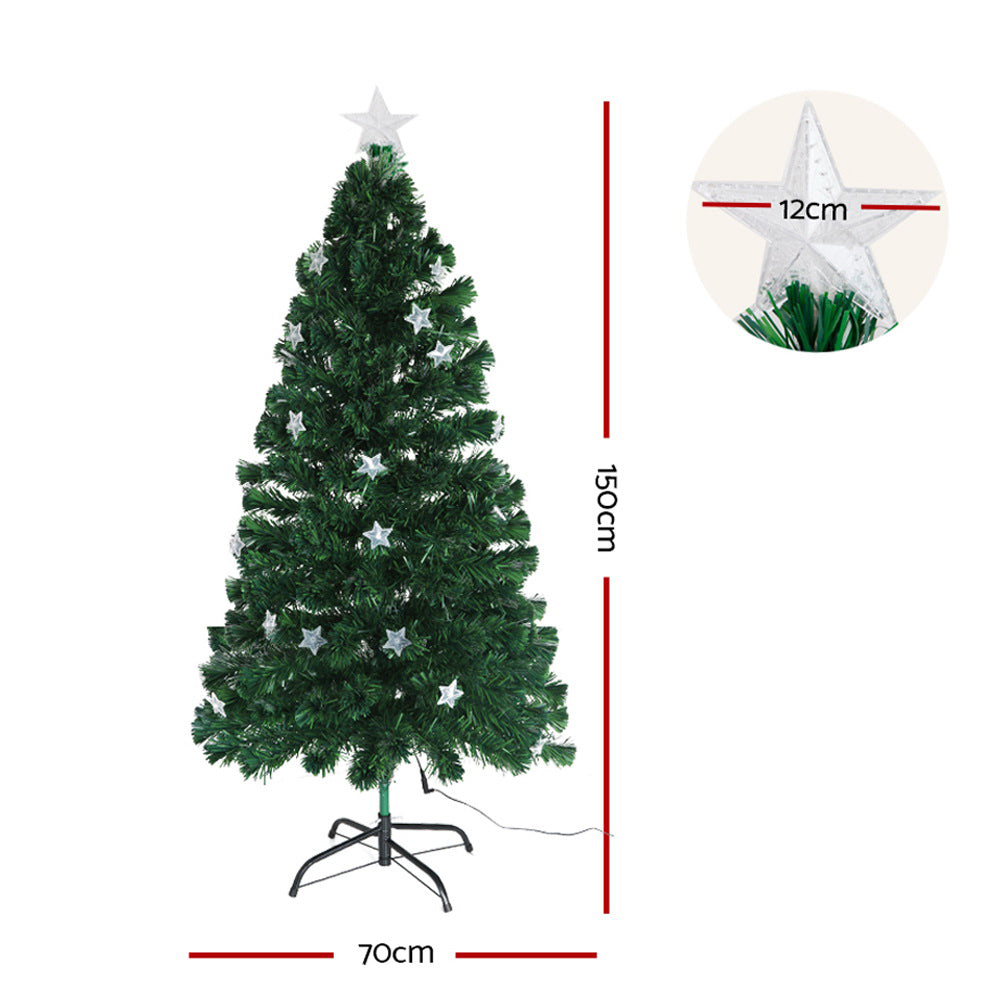 Fibre Optic Christmas Tree, 1.5m, Multicolour with Star Topper