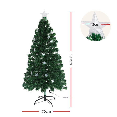 Fibre Optic Christmas Tree, 1.5m, Multicolour with Star Topper