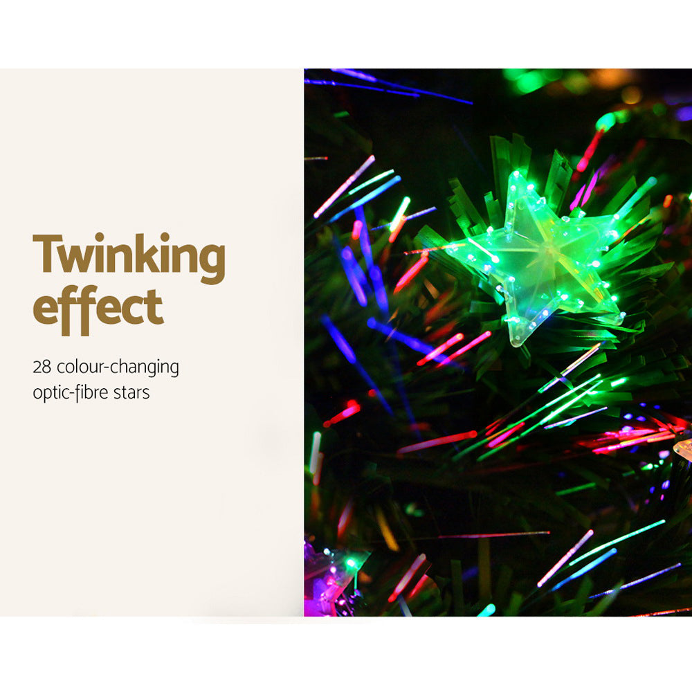 Fibre Optic Christmas Tree, 1.5m, Multicolour with Star Topper