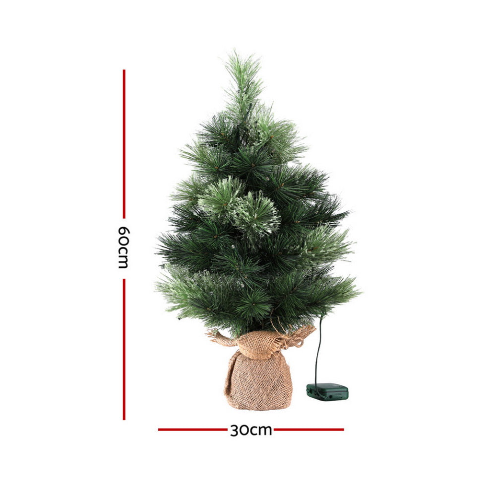 Mini Pre-Lit Tabletop Tree, 60cm, with Timer