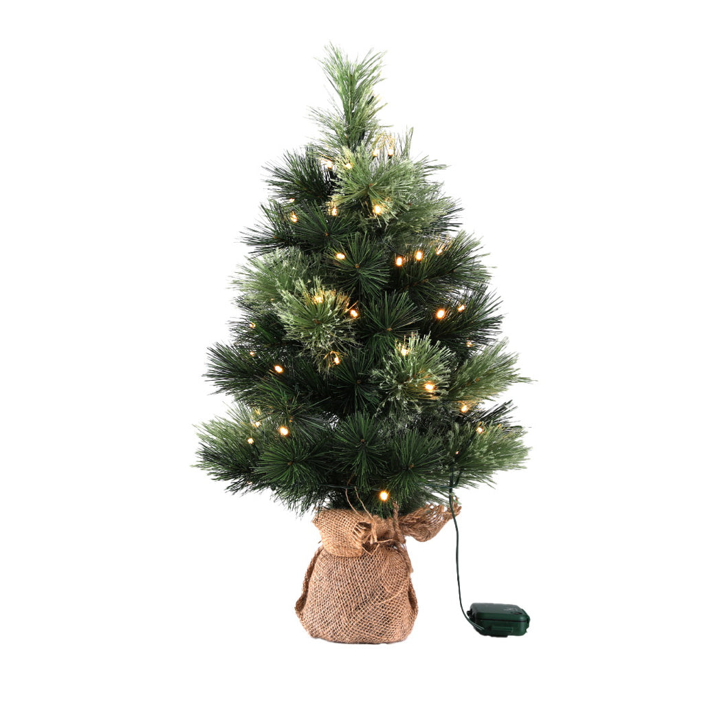 Mini Pre-Lit Tabletop Tree, 60cm, with Timer