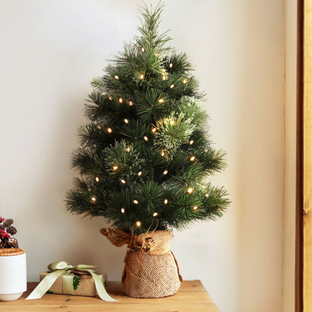 Mini Pre-Lit Tabletop Tree, 60cm, with Timer