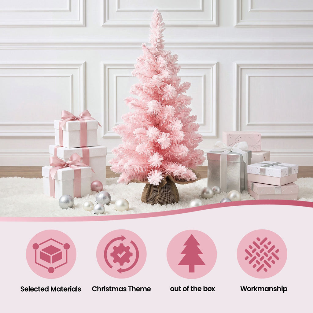 Flocked Pink Tabletop Tree, 60cm