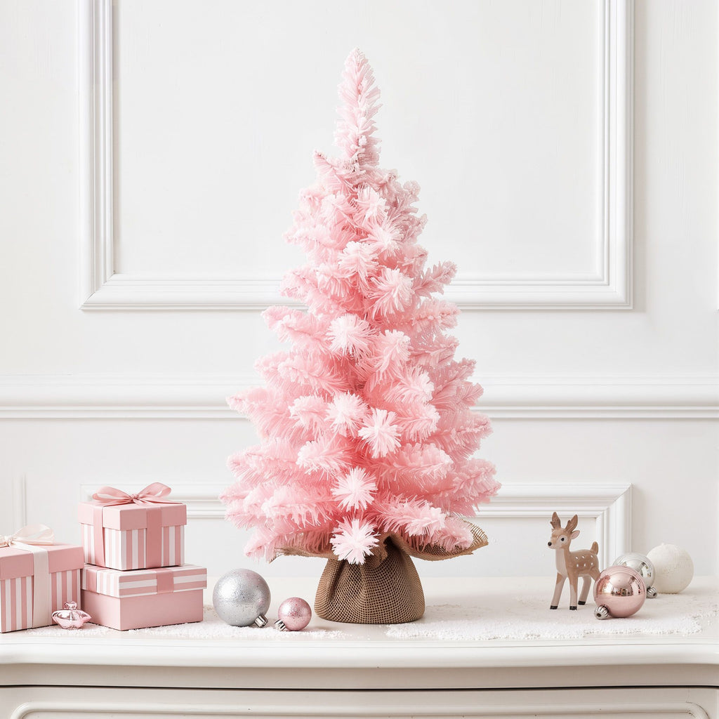 Flocked Pink Tabletop Tree, 60cm