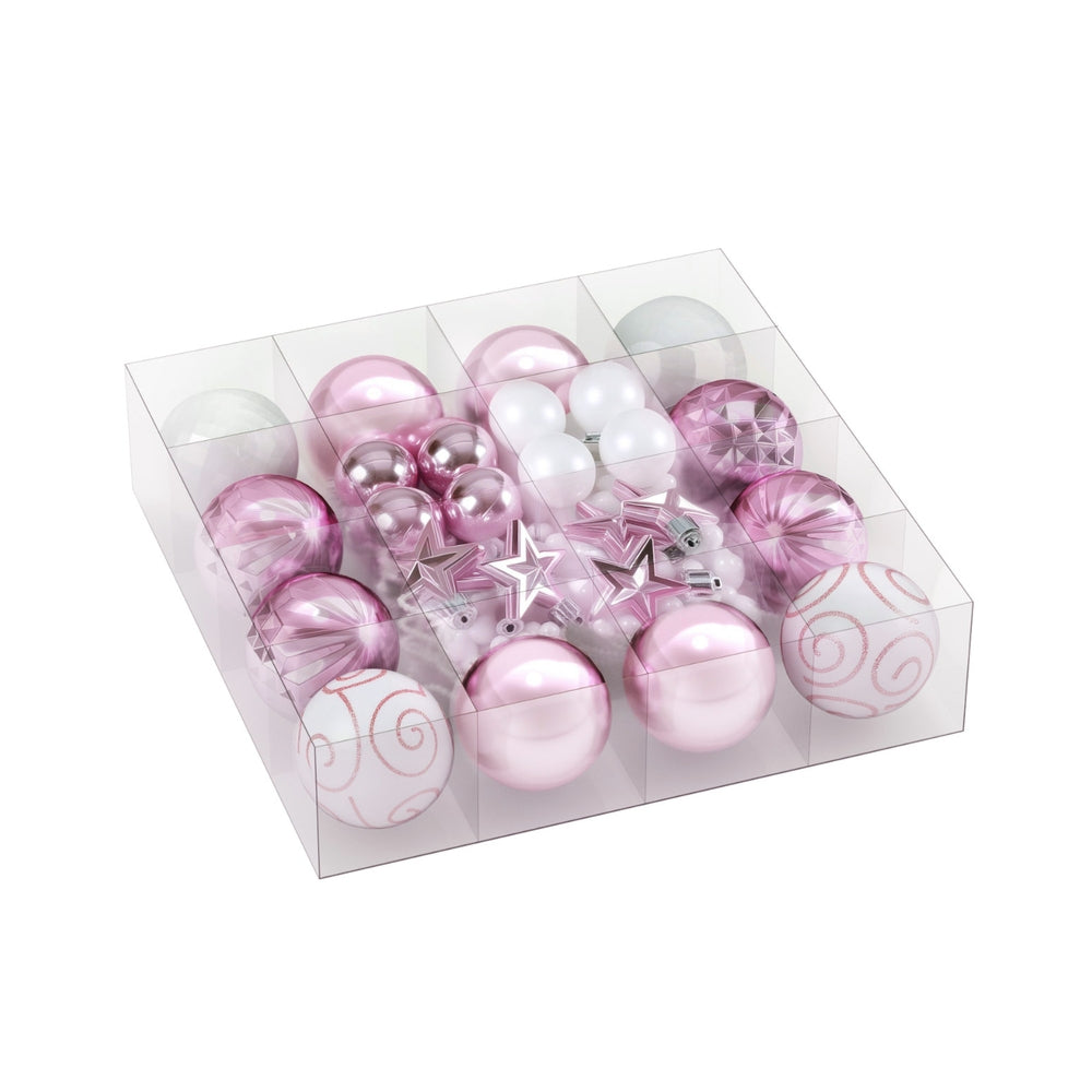 Blush Pink Bauble and Ornament Set, 33 Pieces