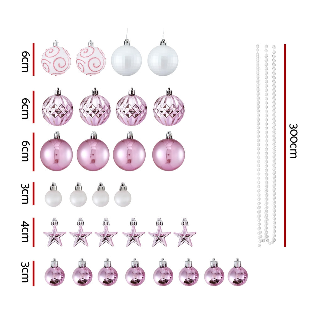 Blush Pink Bauble and Ornament Set, 33 Pieces