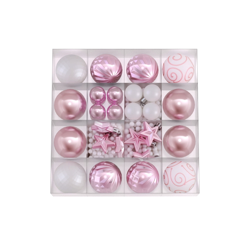 Blush Pink Bauble and Ornament Set, 33 Pieces