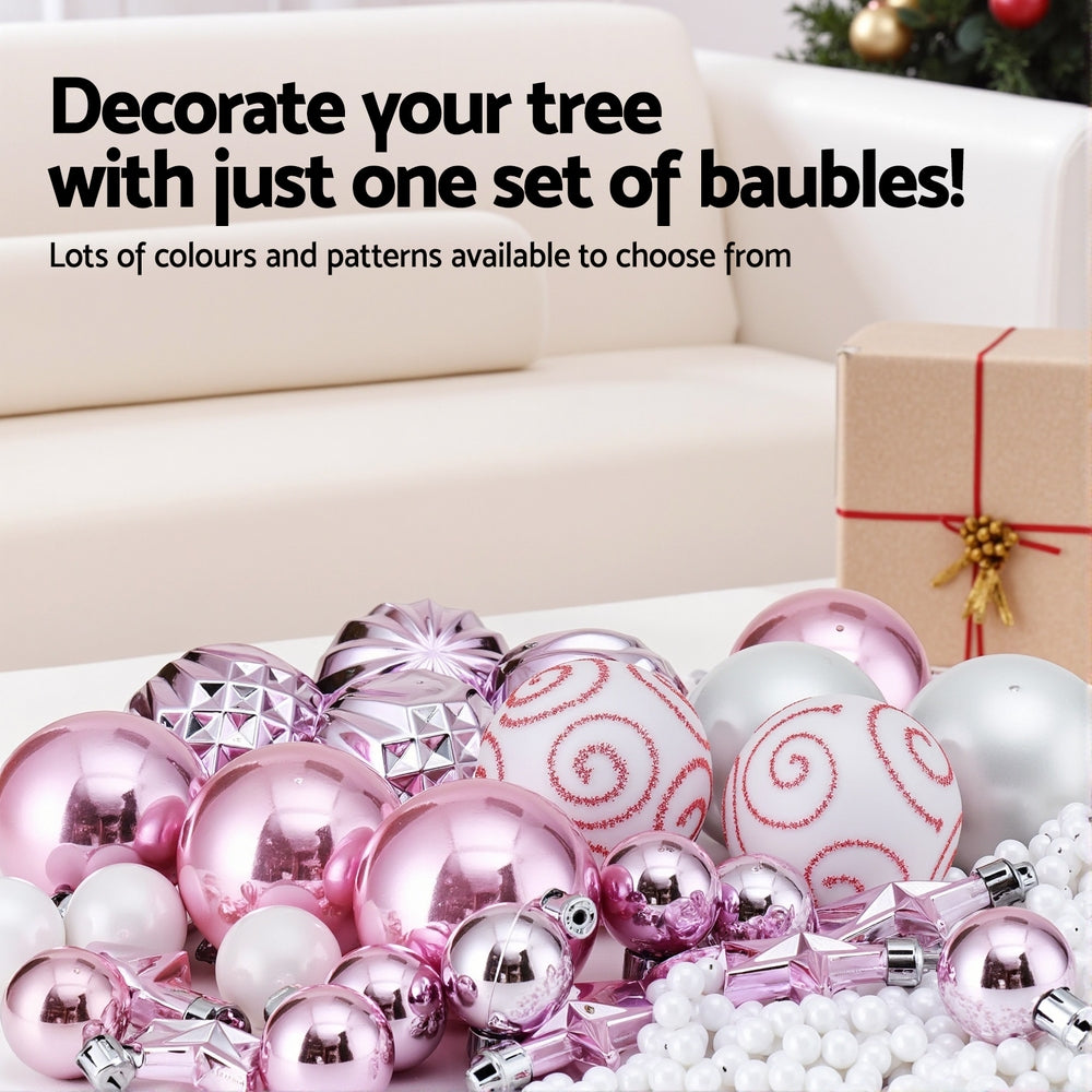 Blush Pink Bauble and Ornament Set, 33 Pieces