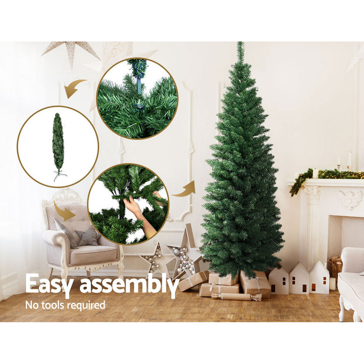 Slim Green Fir Christmas Tree, 1.8m